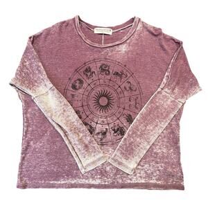 Project Social T Zodiac Graphic Waffle Knit Top, Purple, Women's Medium